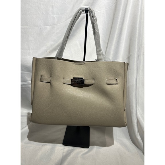 Dkny Handbags - DKNY Beige‎ Pebbled Leather Tote Bag Silver Hardware NWT
